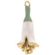 Pendentif fleur 23x11 mm en résine époxy - Acier inoxydable 304L Doré - Blanc x1|raw }}