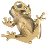Breloque grenouille 17.5x20.5 mm résine époxy - Acier inox 304L Doré - Vert x1