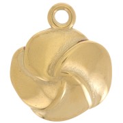 Breloque fleur 17.5mm résine époxy - Acier inox 304L Doré - Rouge transparent x1