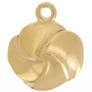 Breloque fleur 17.5mm résine époxy - Acier inox 304L Doré - Rouge transparent x1