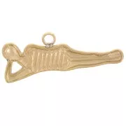 Breloque nageuse 7x20 mm résine époxy - Acier inox 304L Doré - Bleu - Blanc x1