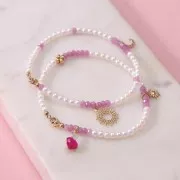 Pendentif coeur 9x9 mm Labradorite et cabochon 4 mm Strawberry Quartz - Argent 925