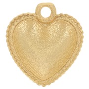 Breloque coeur bombé 12x11 mm effet torsadé - Doré à l'or fin x1