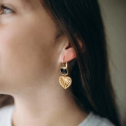 Breloque coeur ajouré texturé 19x21 mm - Doré à l'or fin x1