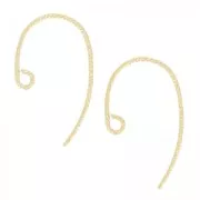 Crochets d'oreilles fil travaillé 13mm en Gold filled (or laminé)   x2