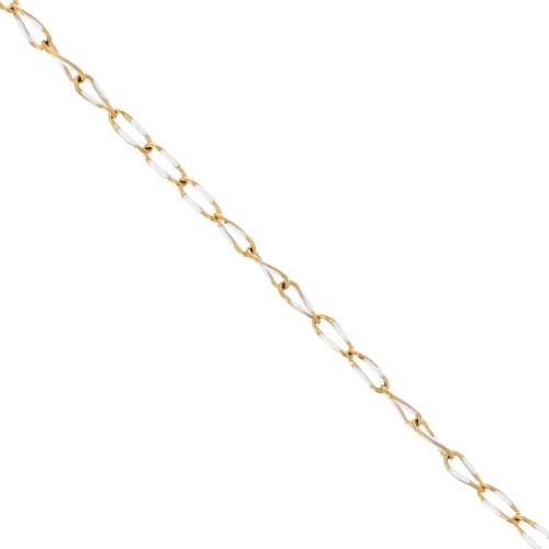 Chaîne maille Cheval et résine époxy 3.8mm - Acier inoxydable 201 Doré - Blanc x1m