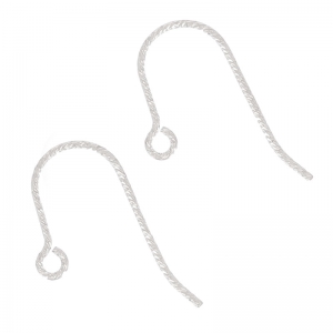 Crochets d'oreilles fil travaillé 12,5mm en Argent 925  x2