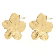 Clous d'oreilles fleur de cerisier 13 mm - Acier inoxydable 304L Doré x2|raw }}