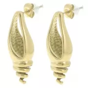 Boucles d'oreilles coquillage évidé 31x11 mm - Acier inoxydable 304L Doré x2