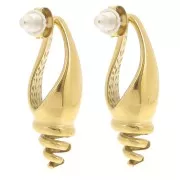Boucles d'oreilles coquillage évidé 31x11 mm - Acier inoxydable 304L Doré x2
