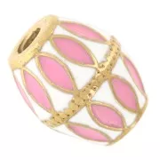 Perle losange 13.5x11 mm Résine époxy - Acier inoxydable 304L Doré Blanc Rose x1