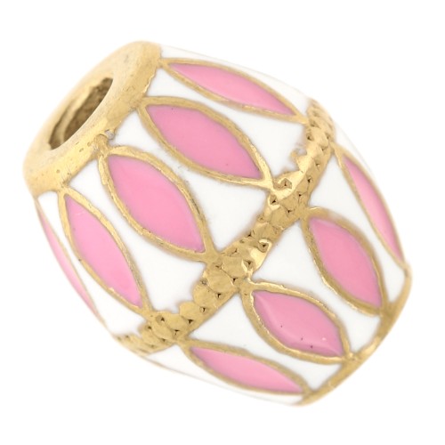 Perle losange 13.5x11 mm Résine époxy - Acier inoxydable 304L Doré Blanc Rose x1