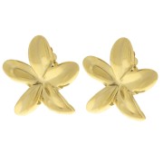 Clips d'oreilles fleur de tiaré 38 mm - Acier inoxydable 304L Doré x2|raw }}