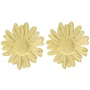 Clips d'oreilles fleur marguerite 44 mm - Acier inoxydable 304L Doré x2