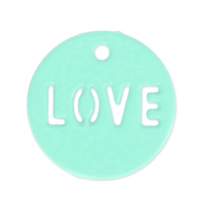 Sequin teinté love 14 mm Green Turquoise x1