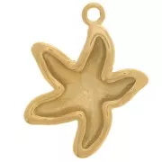 Pendentif étoile de mer 22x19 mm résine époxy - Acier inox 304L Doré - Blanc x1