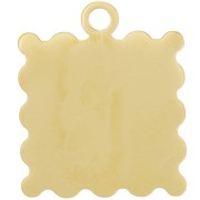 Breloque mini cadre 19x16 mm - motif fraises - résine époxy - Acier inox 304L Doré