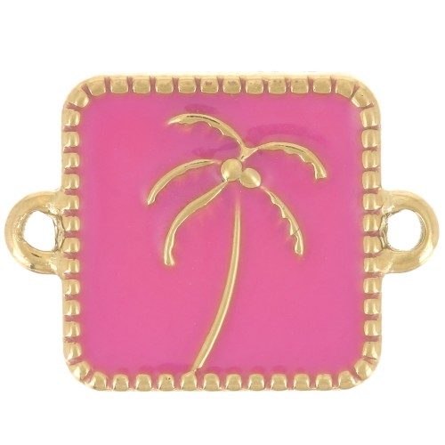 Intercalaire carré palmier 16x12 mm résine époxy - Acier inox 304L Doré - Rose