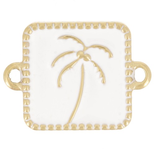 Intercalaire carré palmier 16x12 mm résine époxy - Acier inox 304L Doré - Blanc