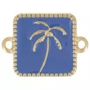 Intercalaire carré palmier 16x12 mm résine époxy - Acier inox 304L Doré - Bleu roi