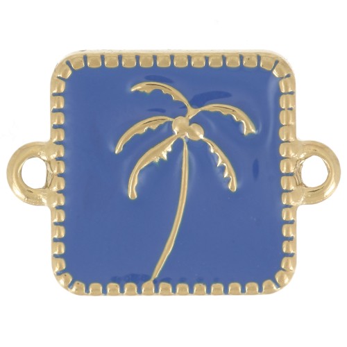 Intercalaire carré palmier 16x12 mm résine époxy - Acier inox 304L Doré - Bleu roi