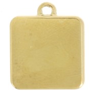 Breloque carré motif palmier 14x12mm résine époxy - Acier inox 304L Doré Turquoise