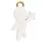 Breloque astronaute 25x16 mm Résine époxy Acier inoxydable 304L Doré Blanc x1