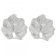 Clous d'oreilles feuille travaillé 23x26 mm - Acier inoxydable 304L x2|raw }}