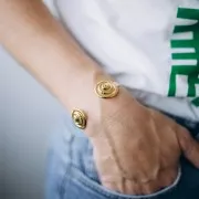 Bracelet jonc coquillages réglable 20x160 mm - Acier inoxydable Doré 304L x1