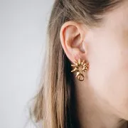 Boucles d'oreilles coquillage 32x24 mm - Acier inoxydable Doré 304L x2