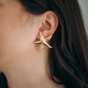 Clips d'oreilles étoile de mer 37x35 mm - Acier inoxydable 304L Doré x2