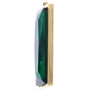 Pendentifs rectangle 35x13 mm avec cabochon verre - Acier inox Doré 304L - Vert x2