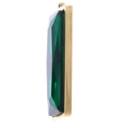 Pendentifs rectangle 35x13 mm avec cabochon verre - Acier inox Doré 304L - Vert x2