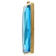 Pendentifs rectangle 35x13 mm avec cabochon verre - Acier inox Doré 304L - Bleu x2