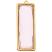 Pendentifs rectangle 35x13 mm avec cabochon verre - Acier inox Doré 304L - Rose x2|raw }}