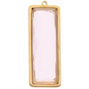 Pendentifs rectangle 35x13 mm avec cabochon verre - Acier inox Doré 304L - Rose x2