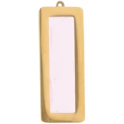 Pendentifs rectangle 35x13 mm avec cabochon verre - Acier inox Doré 304L - Rose x2