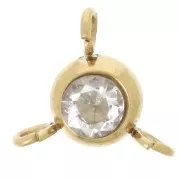 Intercalaire 3 anneaux 6 mm oxyde zirconium Acier inoxydable Doré 304L Cristal x1