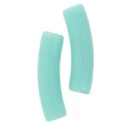 Perles tube incurvé en acrylique opaque 19x5 mm - Turquoise x10