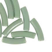 Perles tube incurvé en acrylique opaque 19x5 mm - Kaki x10