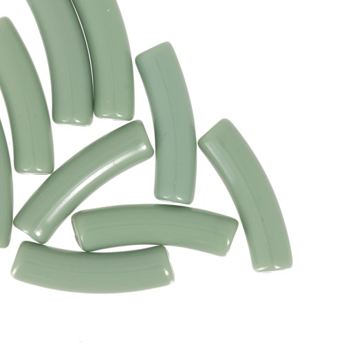 Perles tube incurvé en acrylique opaque 19x5 mm - Kaki x10
