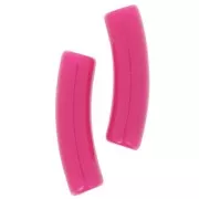 Perles tube incurvé en acrylique opaque 19x5 mm - Framboise x10