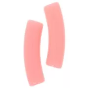 Perles tube incurvé en acrylique opaque 19x5 mm - Rose thé x10