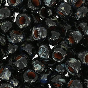 Rocailles Matubo 7/0 - 3.5 mm Jet Picasso x10g