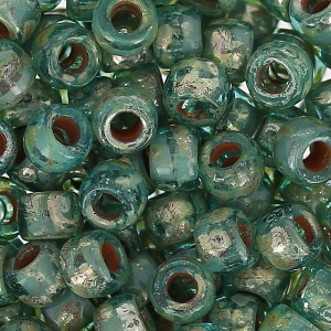 Rocailles Matubo 7/0 - 3.5 mm Aquamarine Picasso x10g