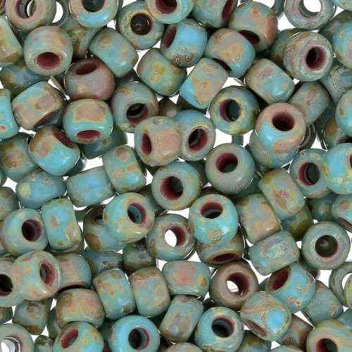 Rocailles Matubo 7/0 - 3.5 mm Blue Turquoise Picasso x10g