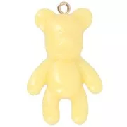 Pendentif ourson 38x23 mm en résine opaque - Jaune x1
