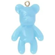 Pendentif ourson 38x23 mm en résine opaque - Bleu clair x1