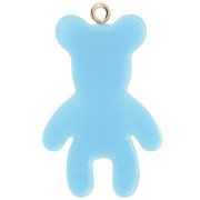 Pendentif ourson 38x23 mm en résine opaque - Bleu clair x1
