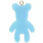 Pendentif ourson 38x23 mm en résine opaque - Bleu clair x1